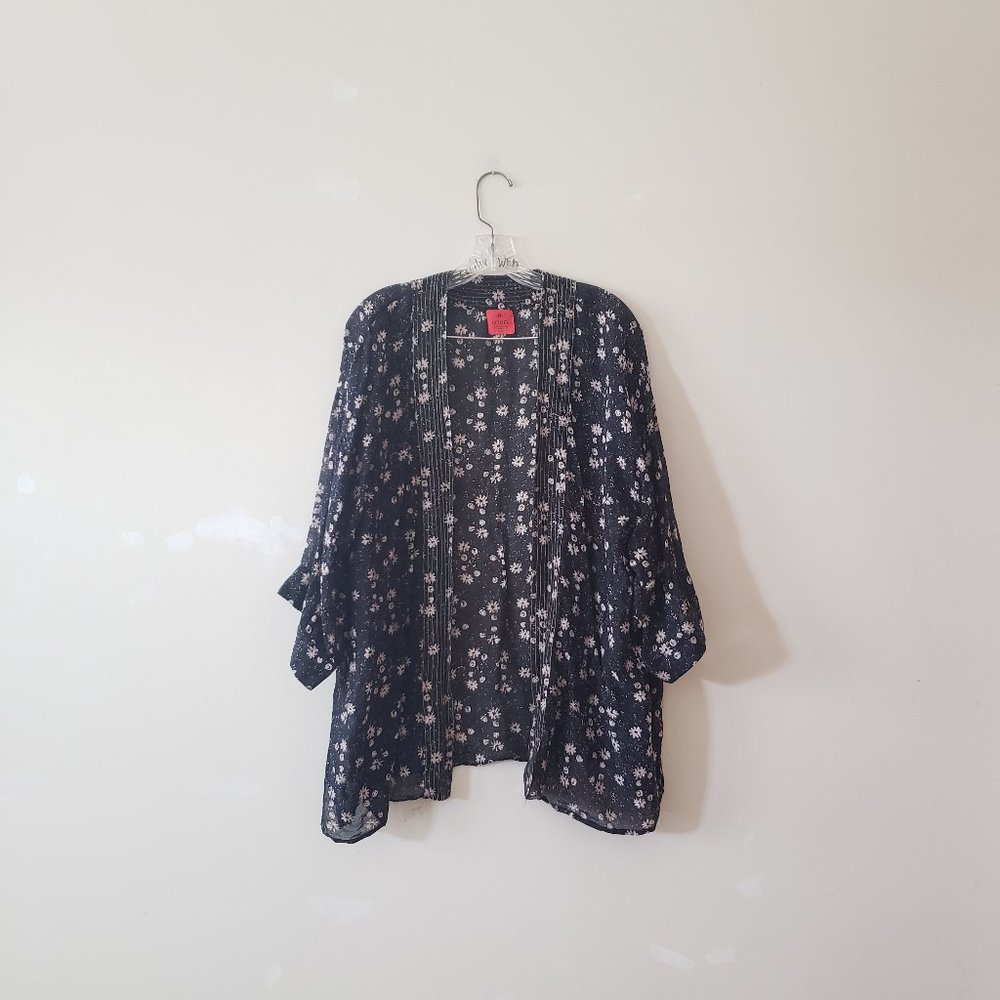 Anthropologie Erfurt Daisy Navy Kimono OS